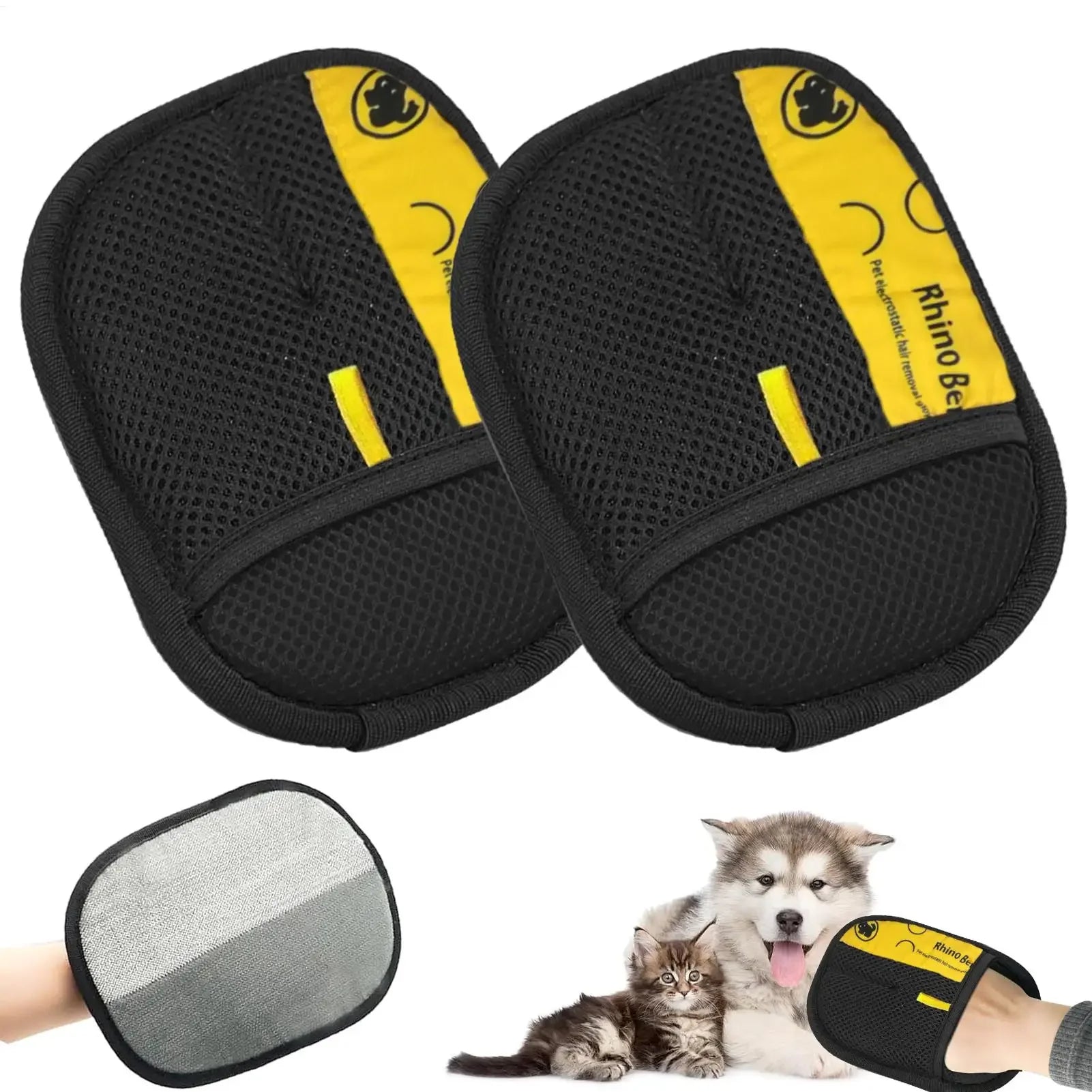 2-Pack Cat & Dog Grooming Gloves - Pet Hair Removal Brush