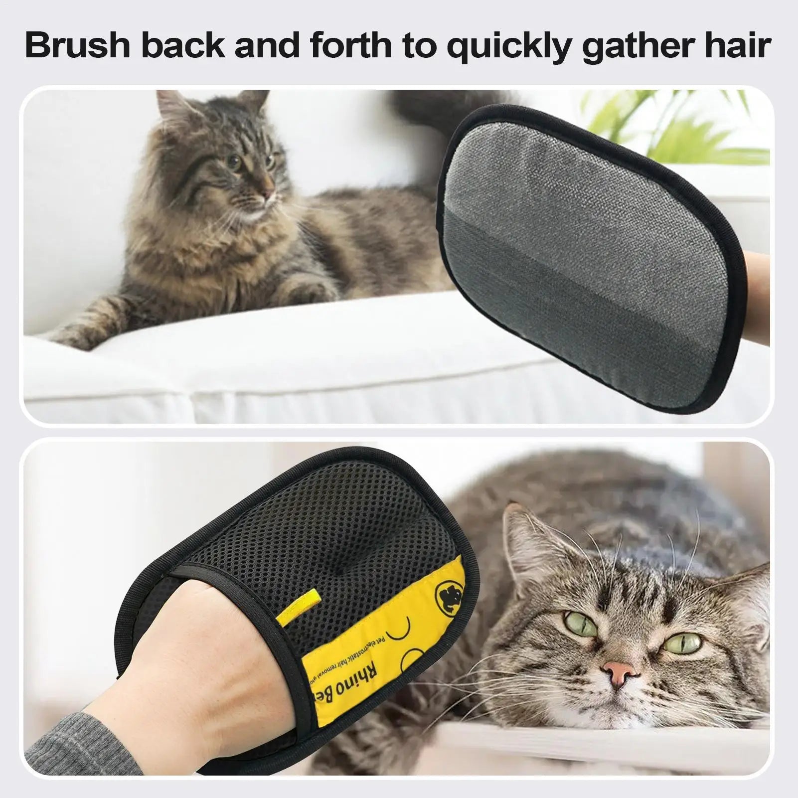 2-Pack Cat & Dog Grooming Gloves - Pet Hair Removal Brush